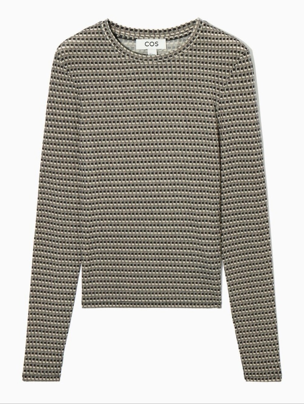 COS Second Skin Pattern Semi Sheer Long Sleeve Shirt Top